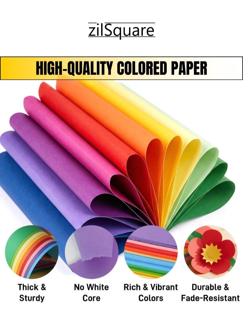 zilSquare 100 Sheets A4 Colored Cardstock Paper –  8.5" x 11" GSM Thick Multicolor Craft Paper Pack, Vibrant A4 Colour Sheets for Printing, Art Projects, Scrapbooking, Card Making, School Crafts, DIY Arts and Office Use – Decorative Construction Paper for Creative Projects - Image 4